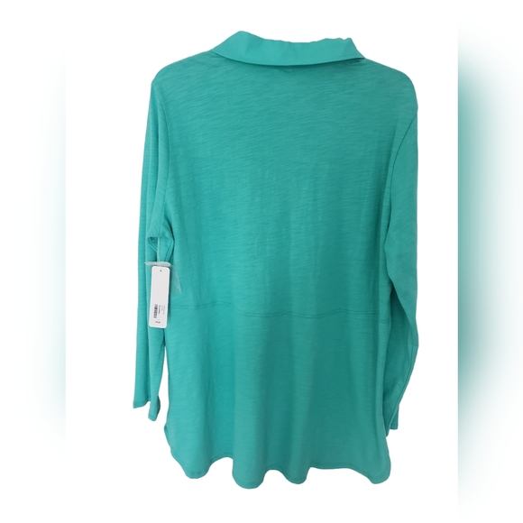- Soft Surroundings cotton comfy light weight tunic button down top NWT. - Picture 3 of 11